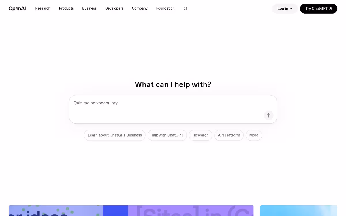 OpenAI homepage screenshot