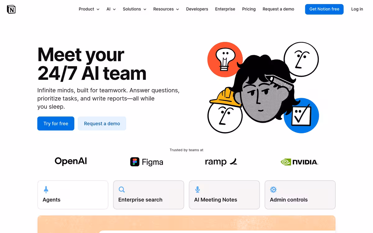 Notion AI homepage screenshot