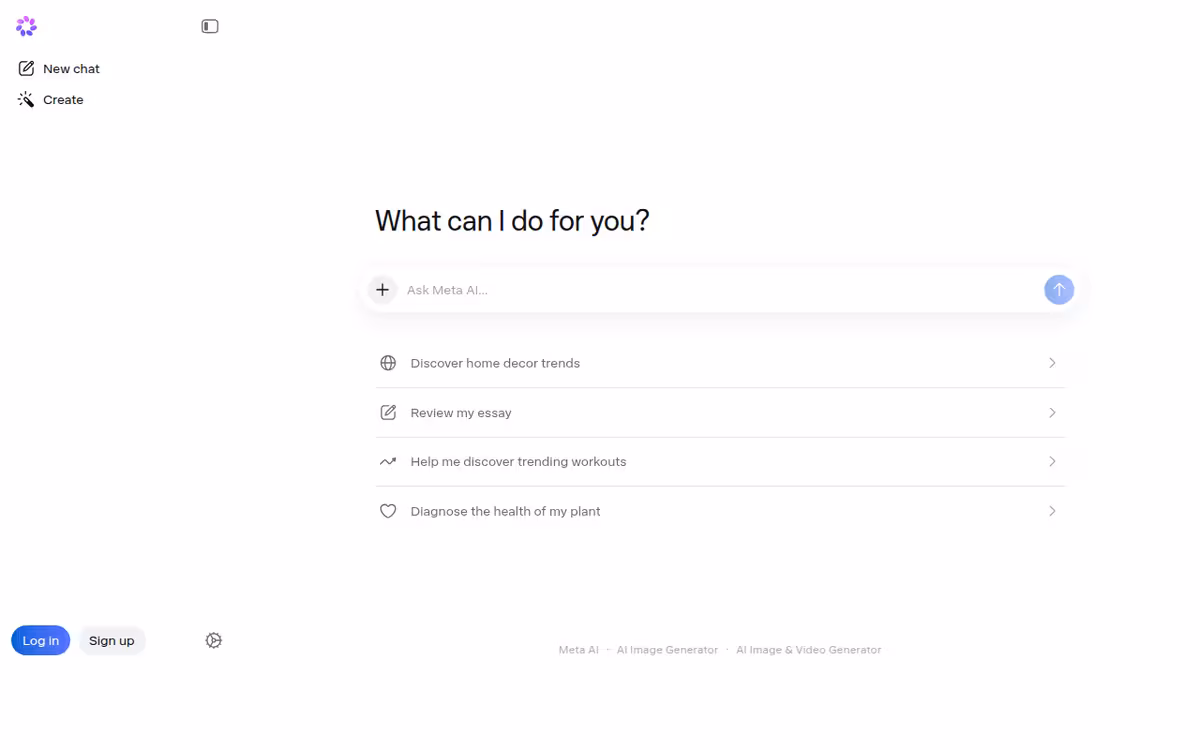 Meta AI Studio homepage screenshot