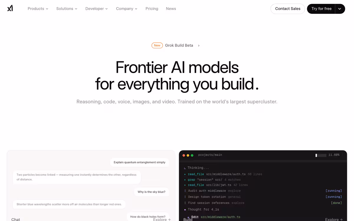 Grok homepage screenshot