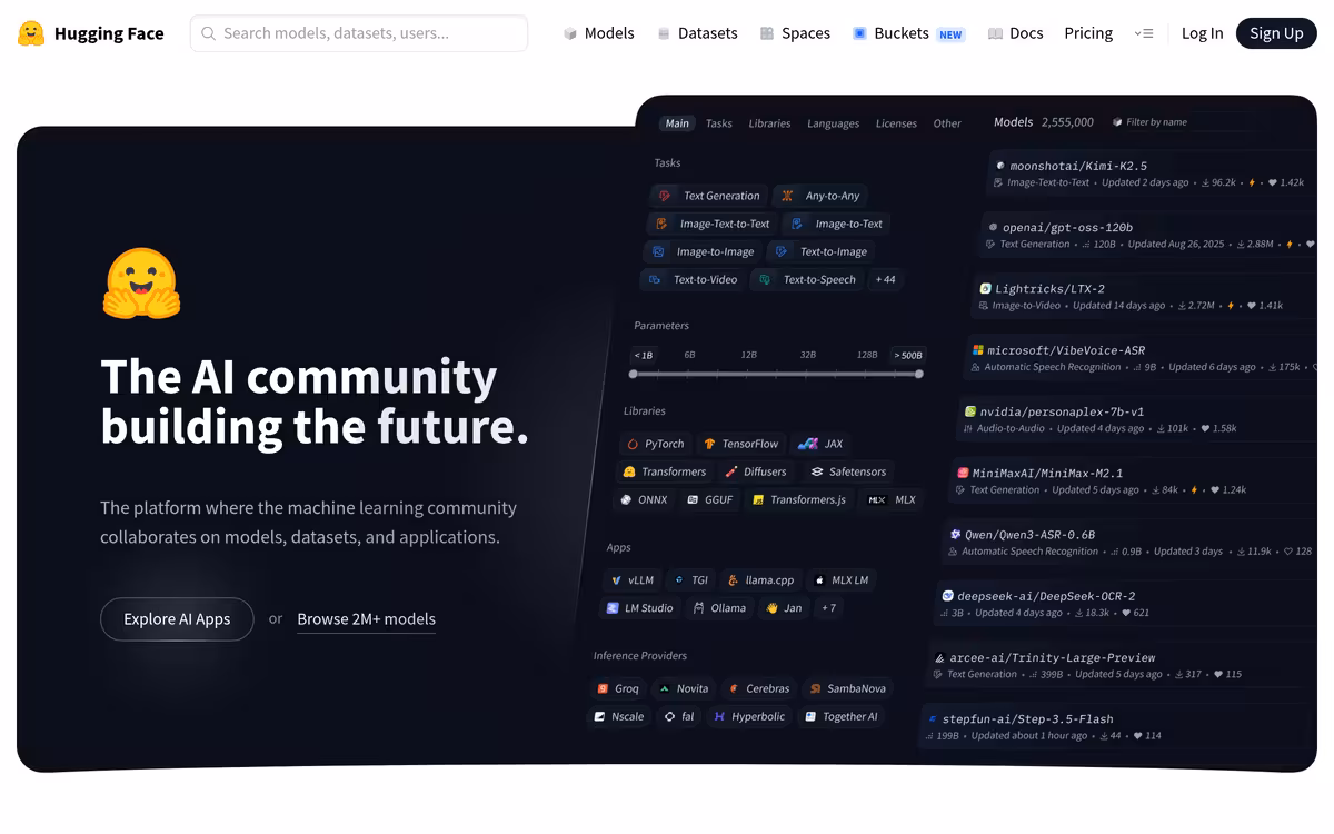 Hugging Face homepage screenshot