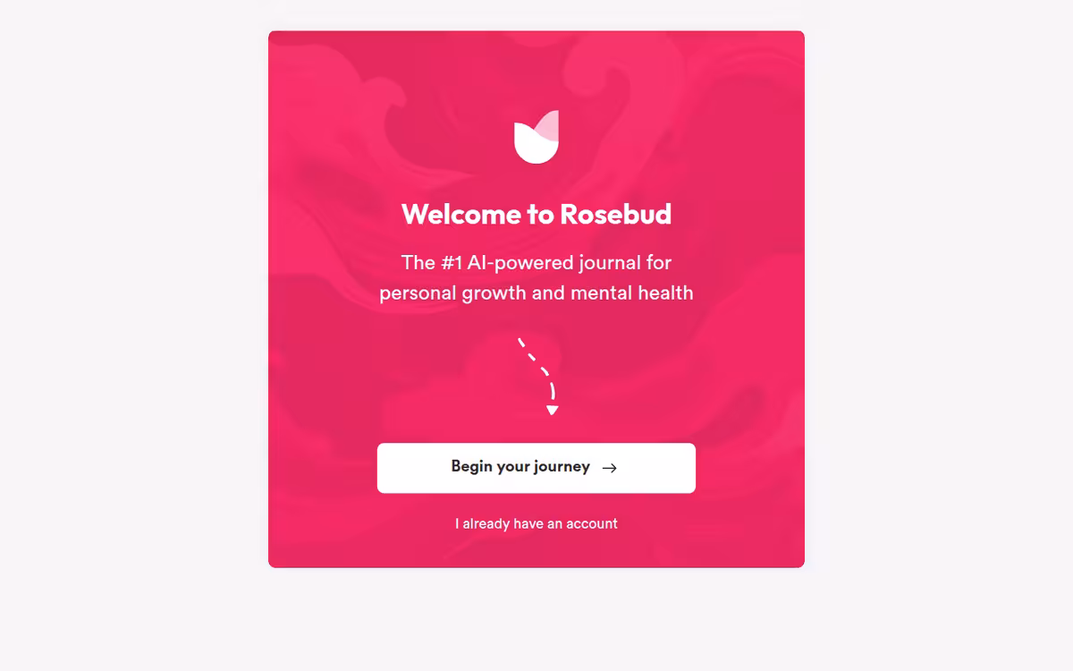 Rosebud – AI Journal for Personal Growth homepage screenshot