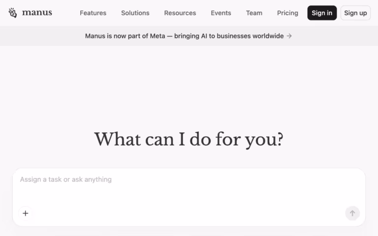 Manus homepage screenshot