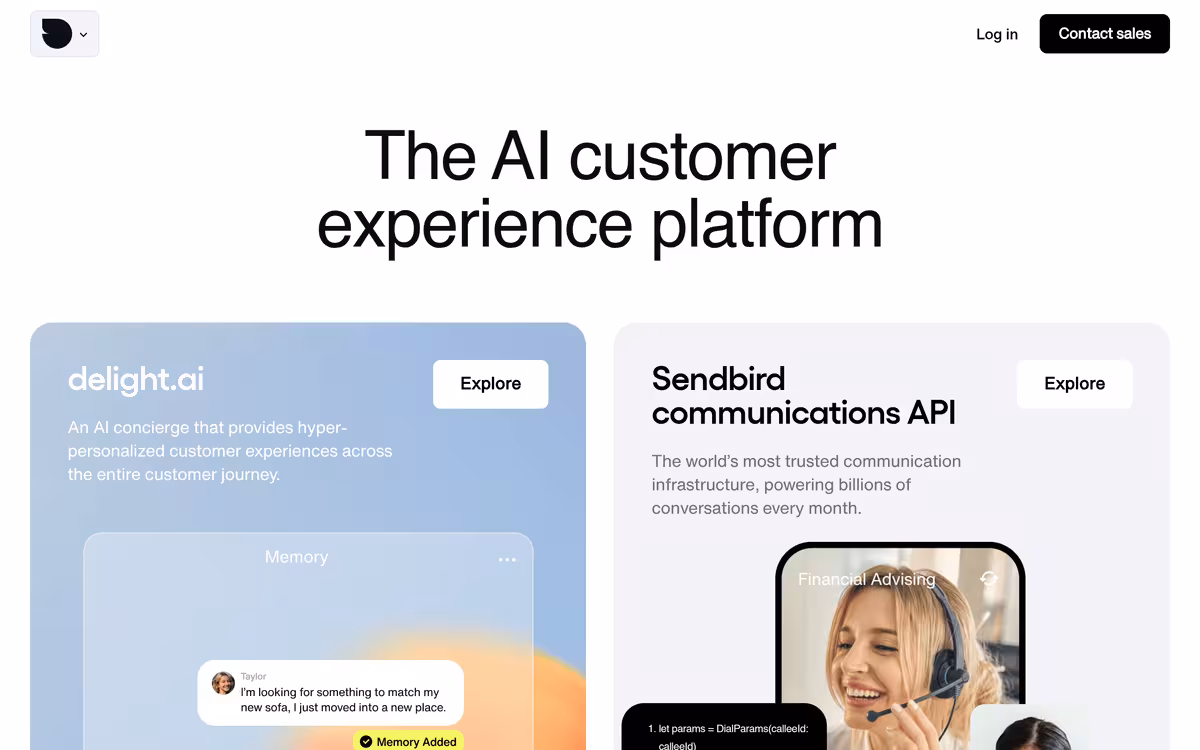 Sendbird homepage screenshot