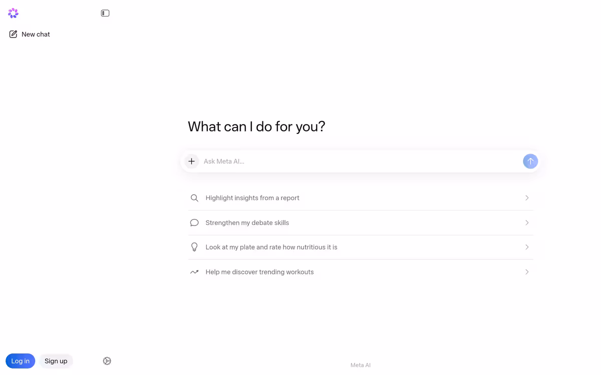Meta AI homepage screenshot