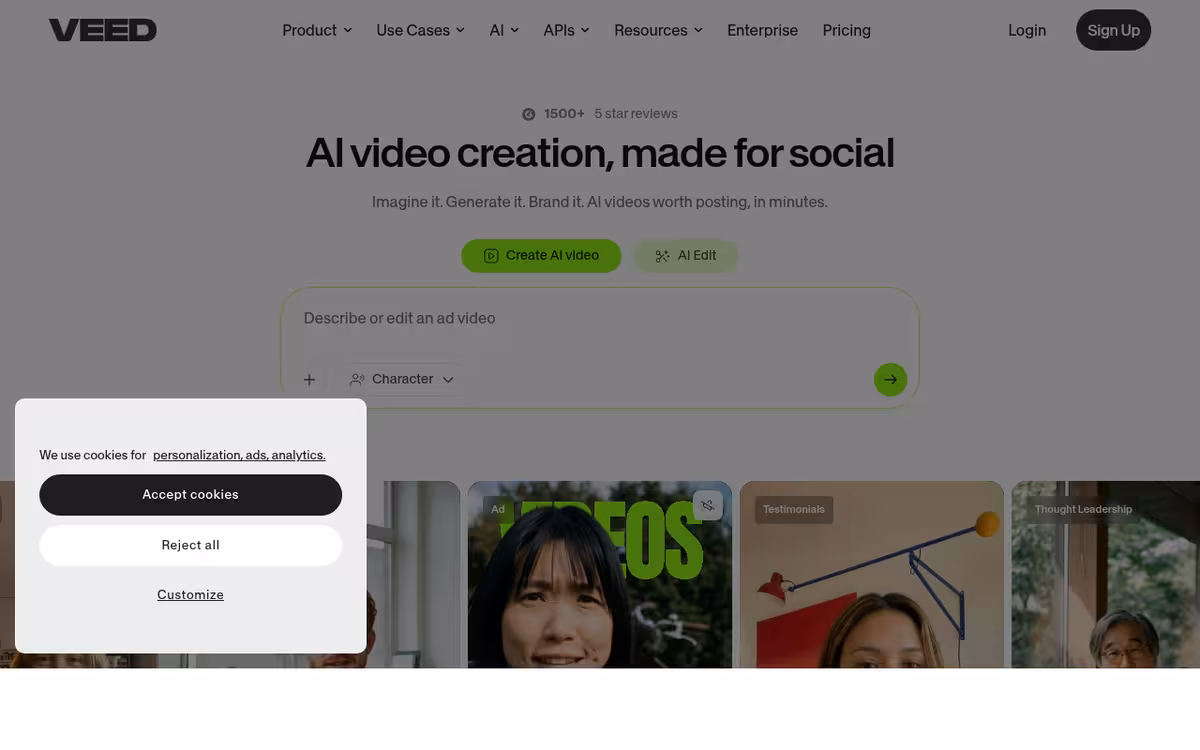 Veed.io homepage screenshot