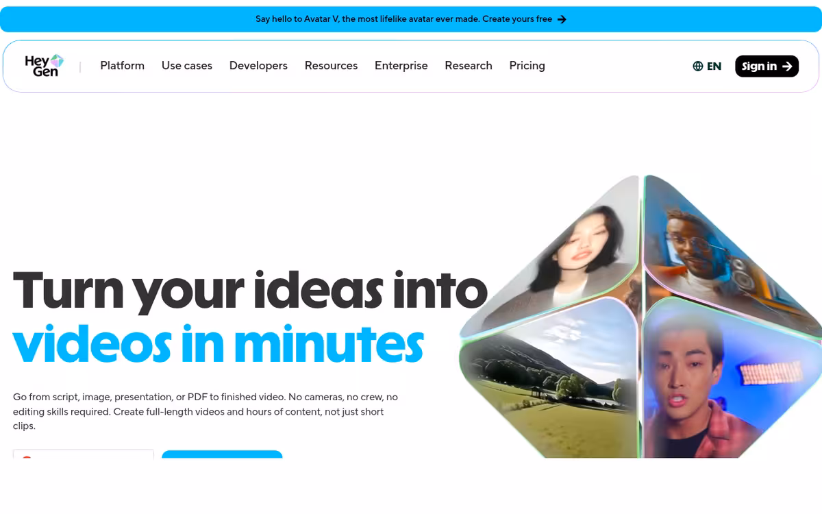 HeyGen homepage screenshot