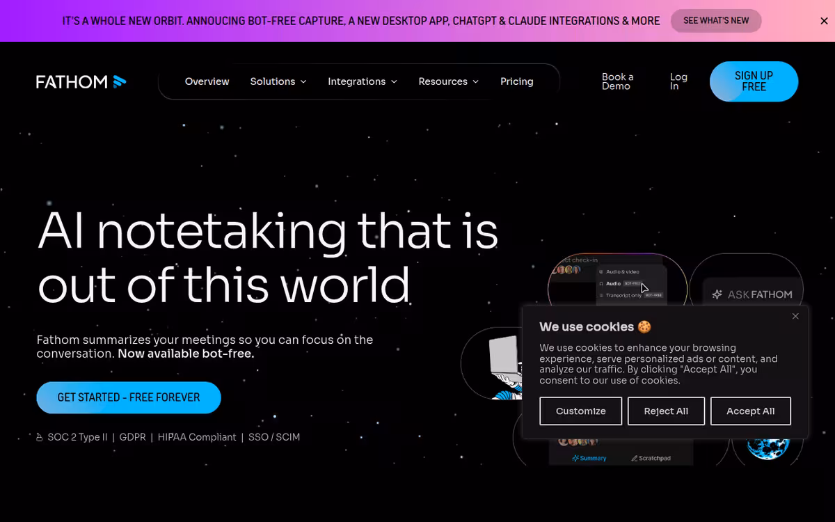 Fathom homepage screenshot