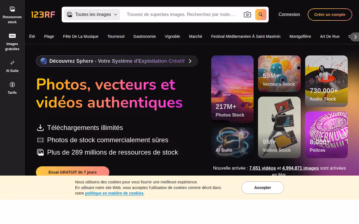 123RF homepage screenshot