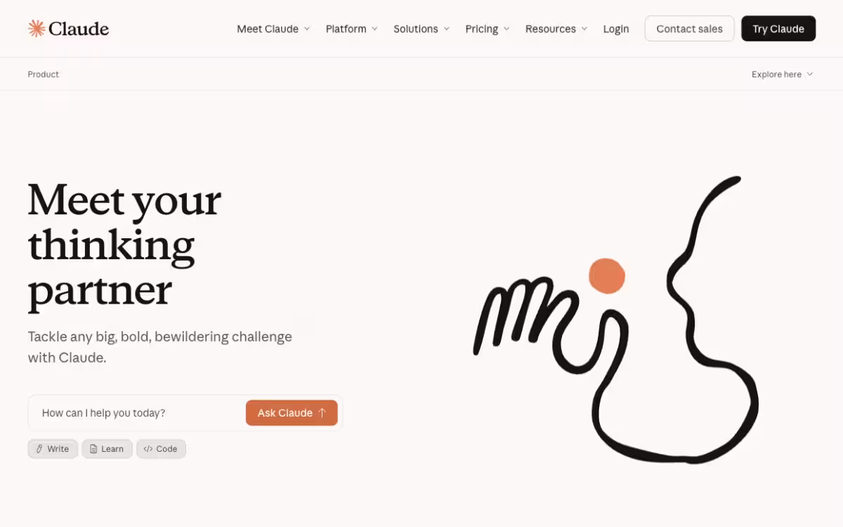 Claude homepage screenshot