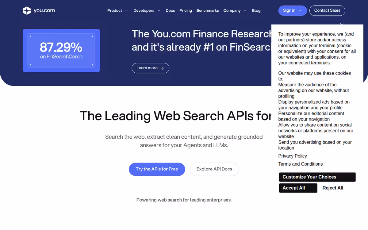 You.com homepage screenshot