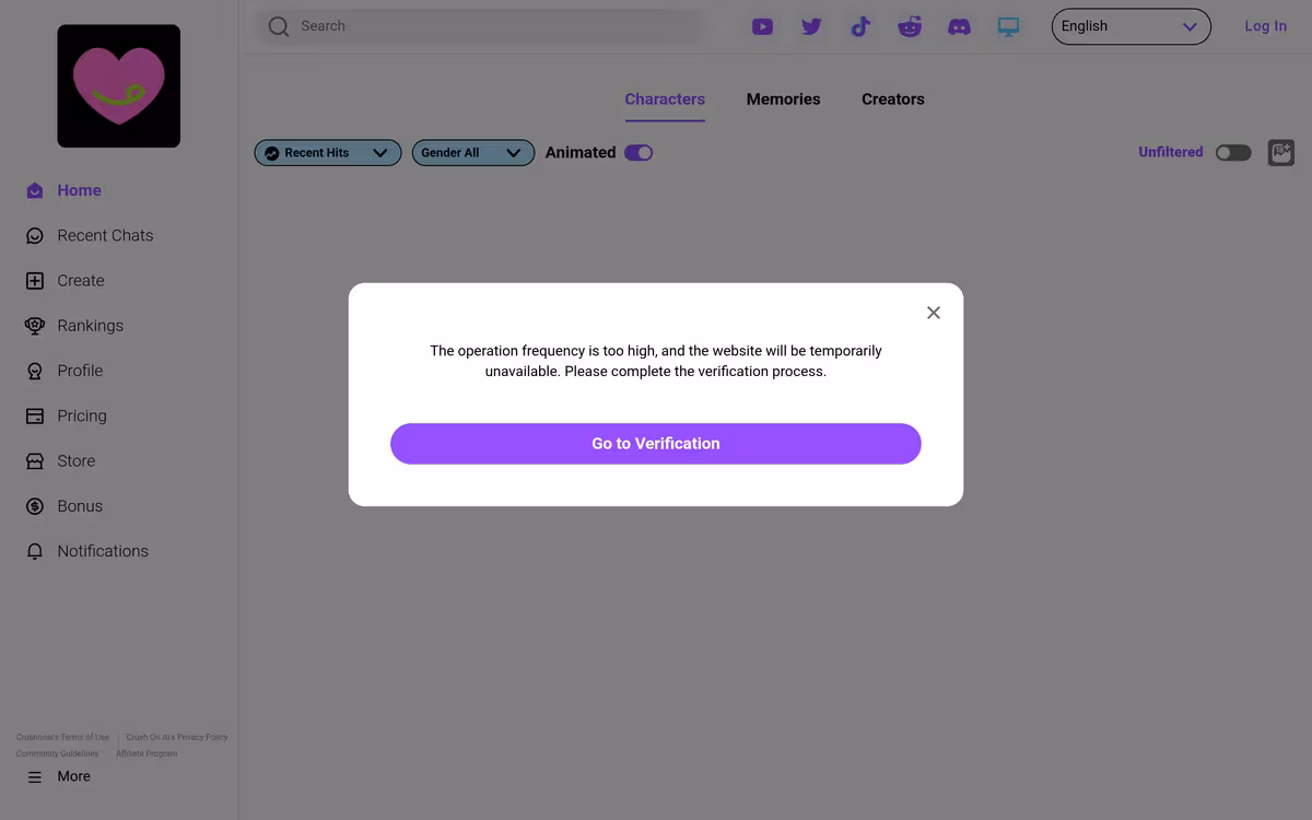 crushon-ai homepage screenshot