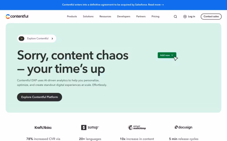 Contentful homepage screenshot