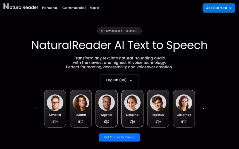 Natural Readers homepage screenshot
