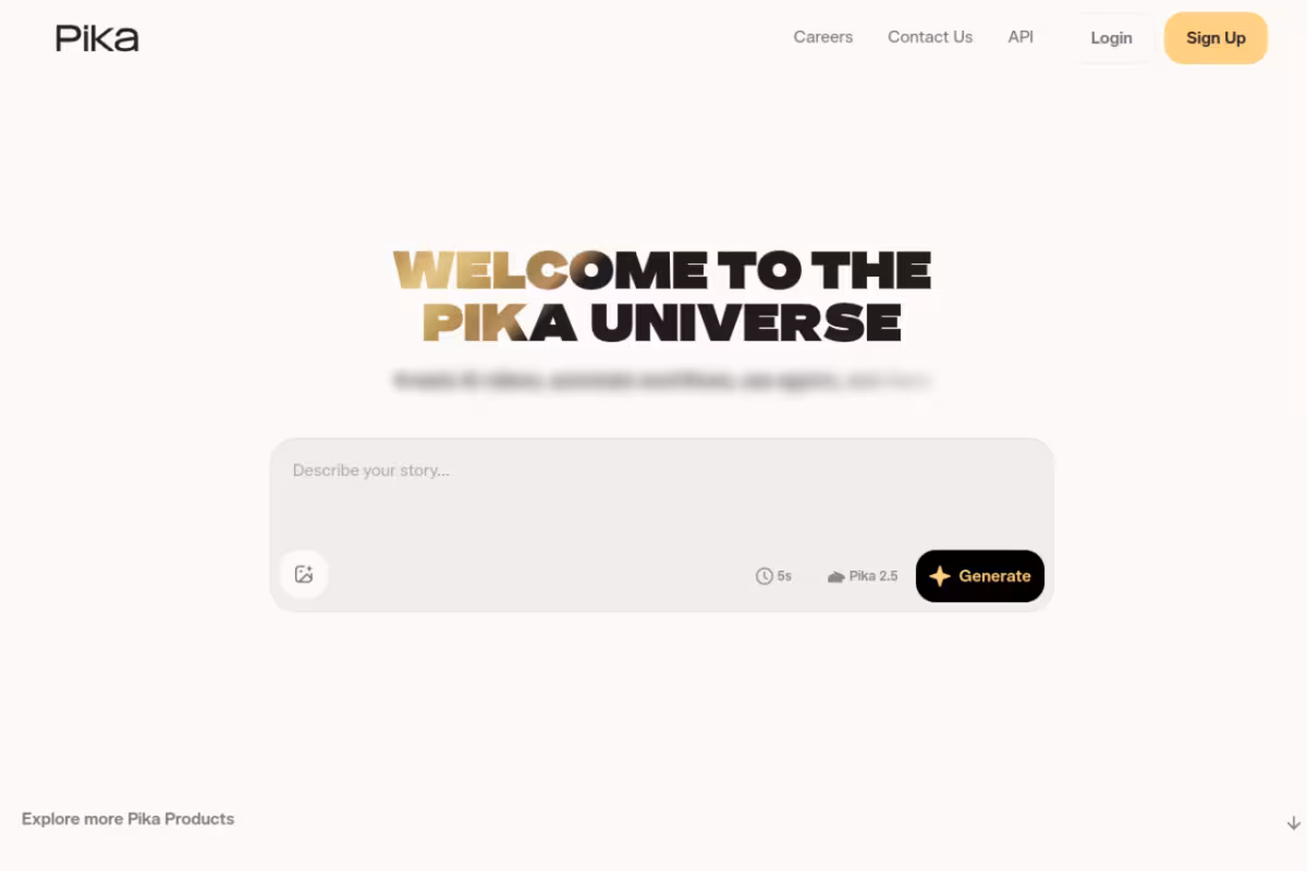 Pika homepage screenshot