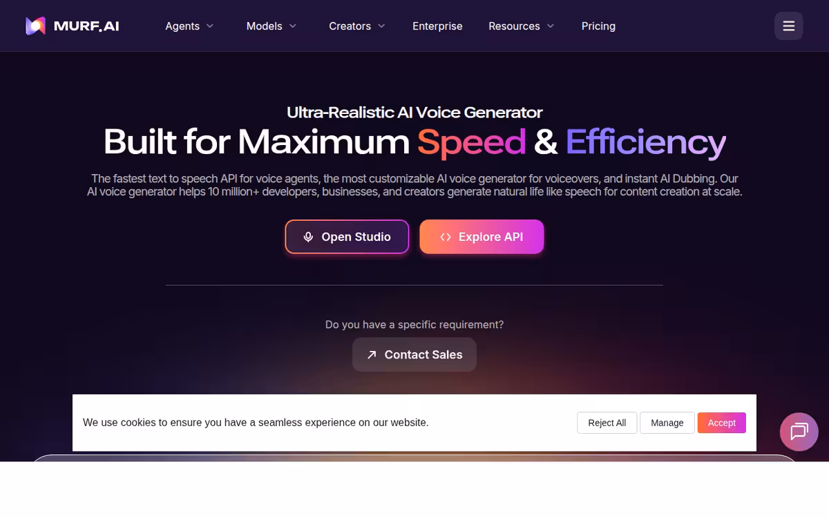 Murf AI homepage screenshot