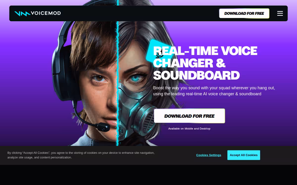 Voicemod homepage screenshot