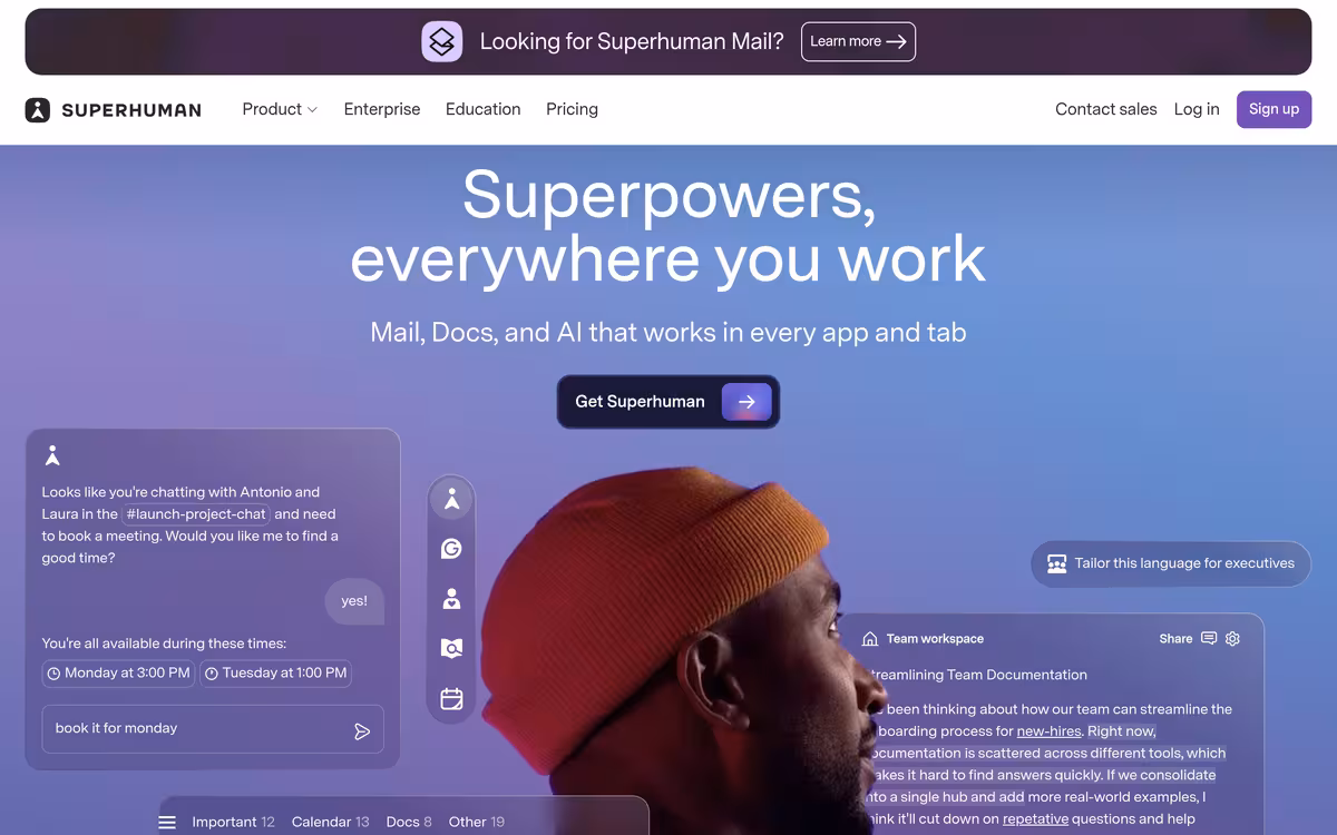 Superhuman homepage screenshot
