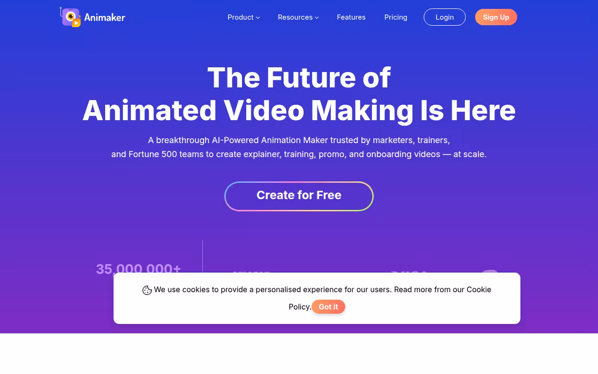 Animaker Subtitles homepage screenshot
