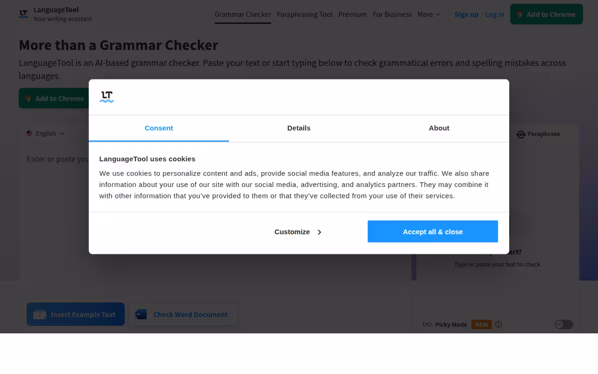 LanguageTool homepage screenshot