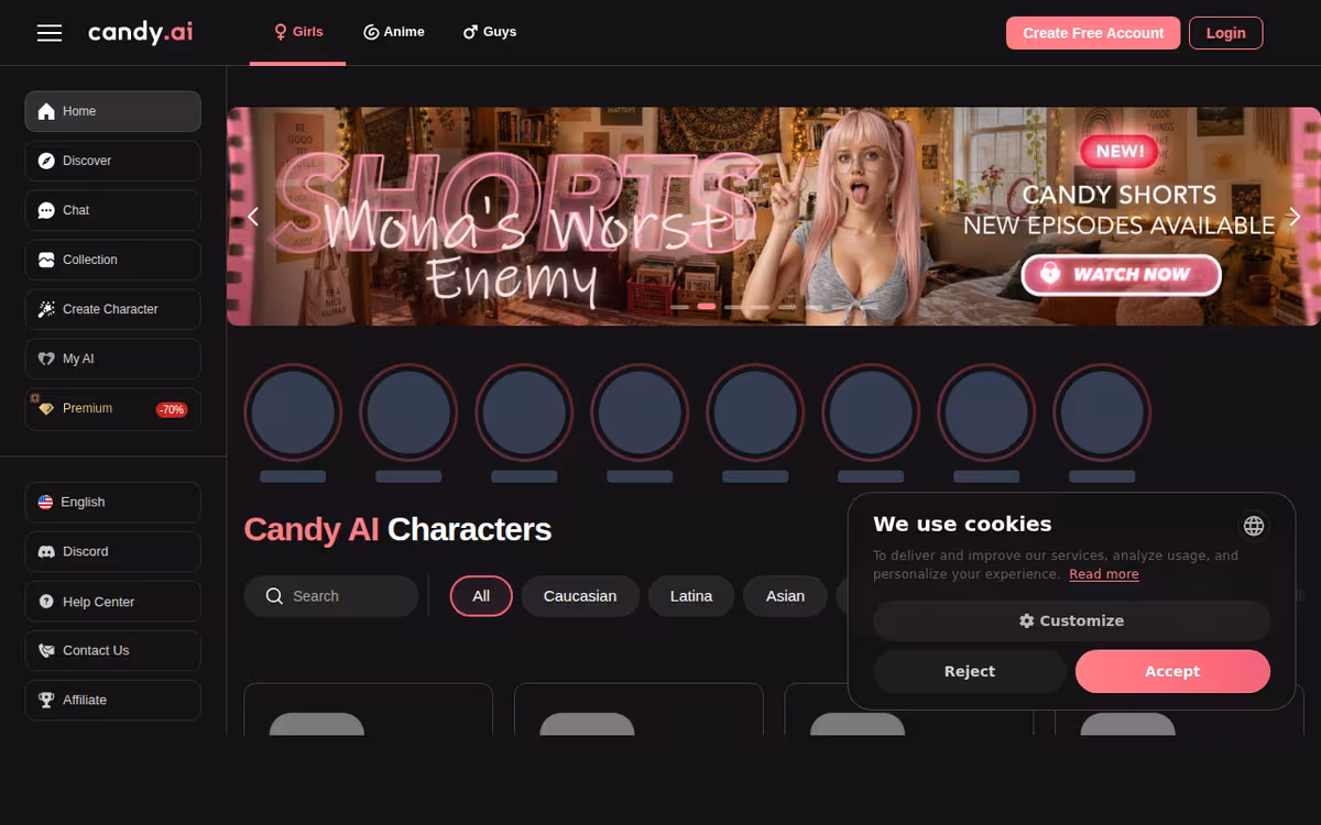 Candy AI homepage screenshot
