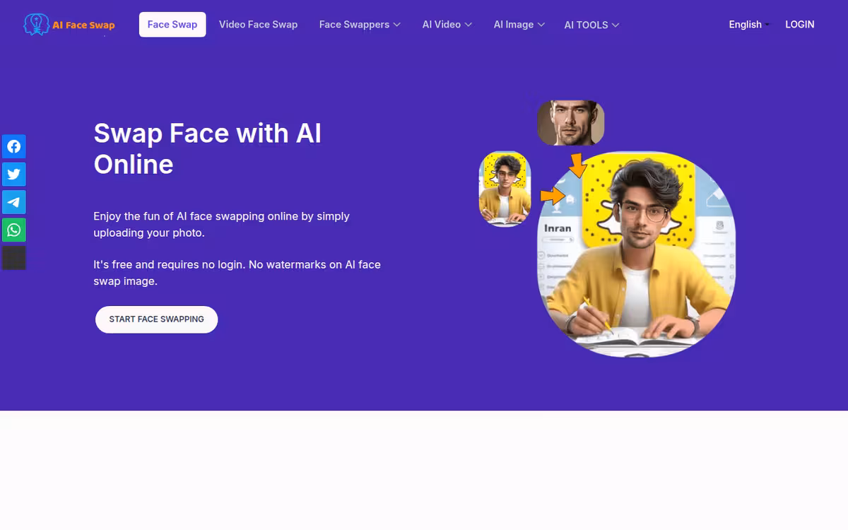 Free AI Face Swap Online (No Sign-up) homepage screenshot