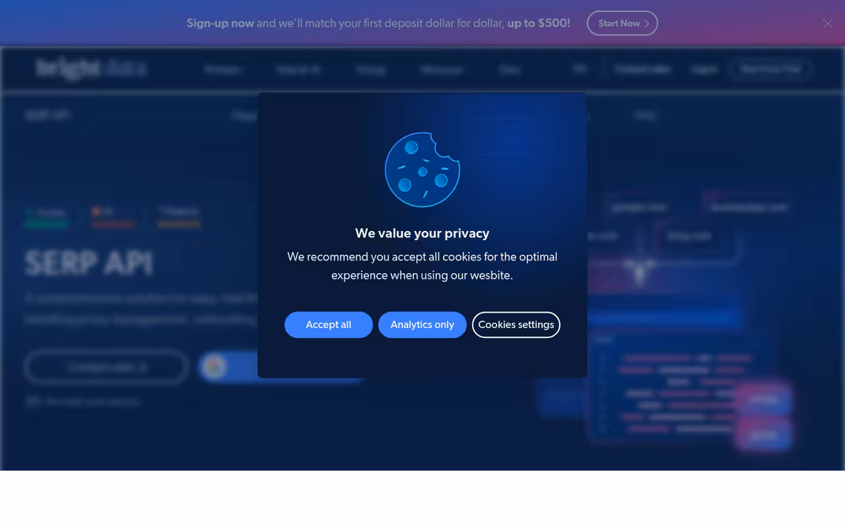 SERP API homepage screenshot