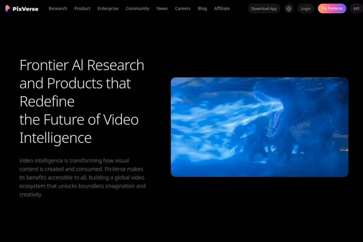 PixVerse homepage screenshot