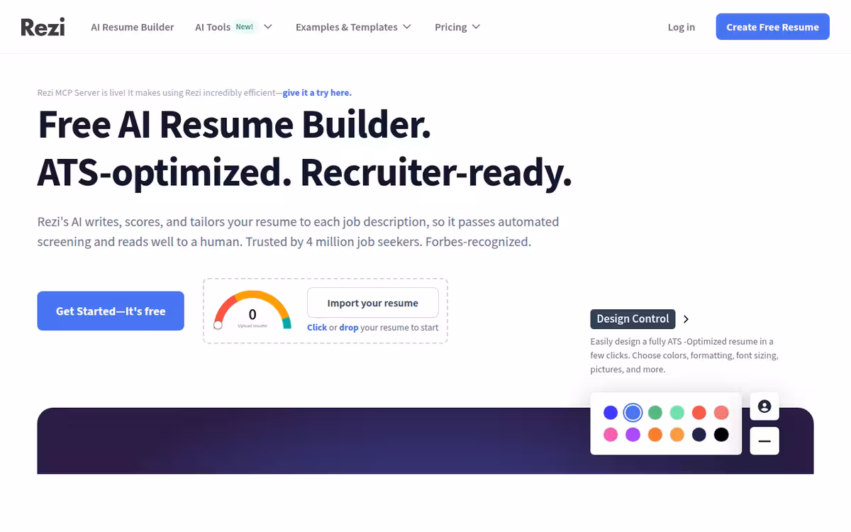 AI Resume Editor homepage screenshot