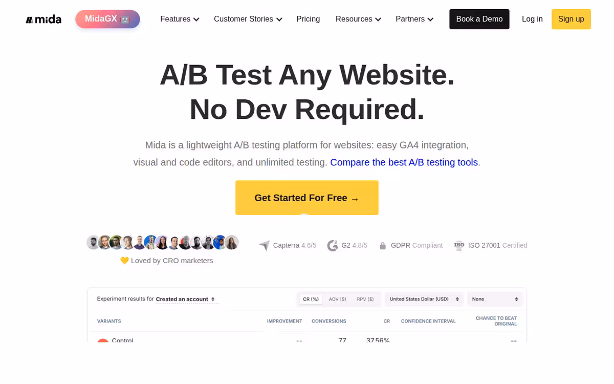 Mida.so homepage screenshot