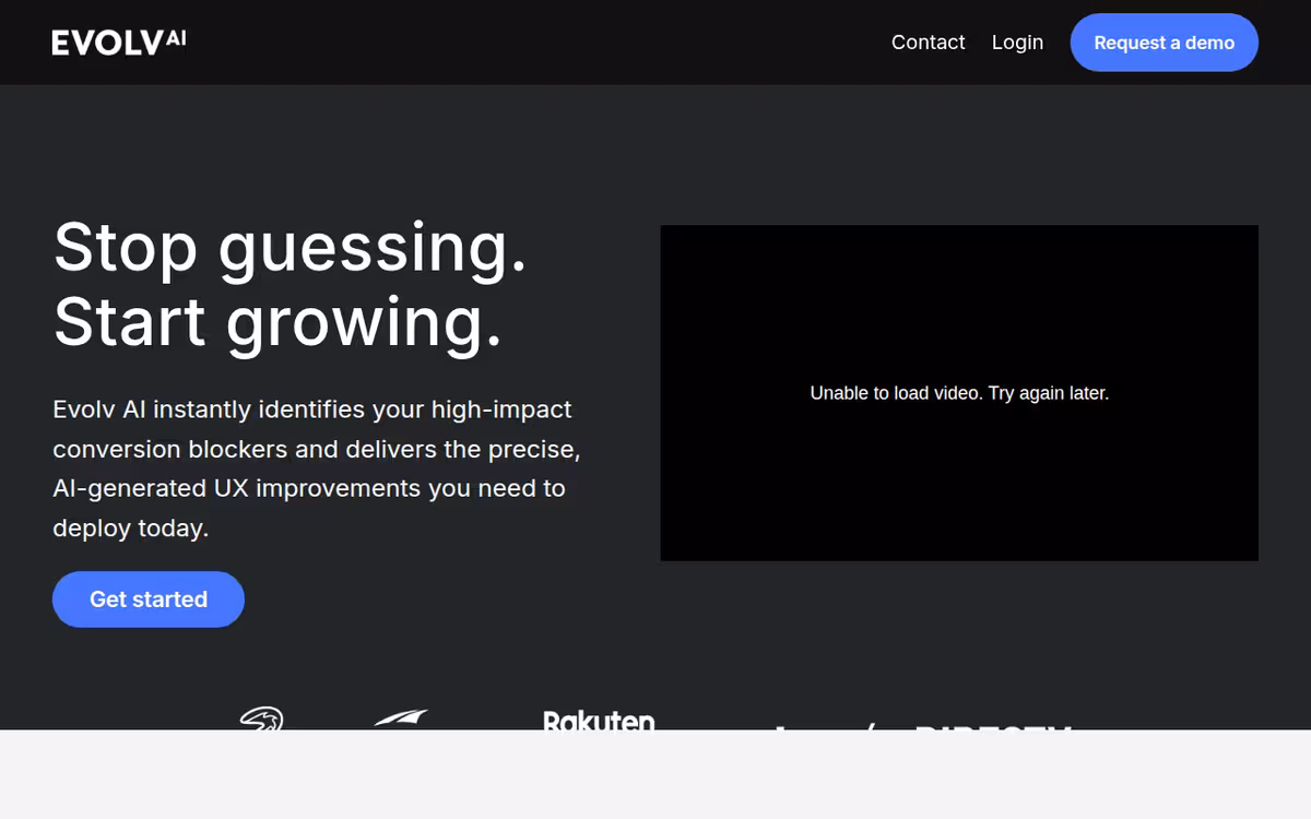 Evolv AI homepage screenshot