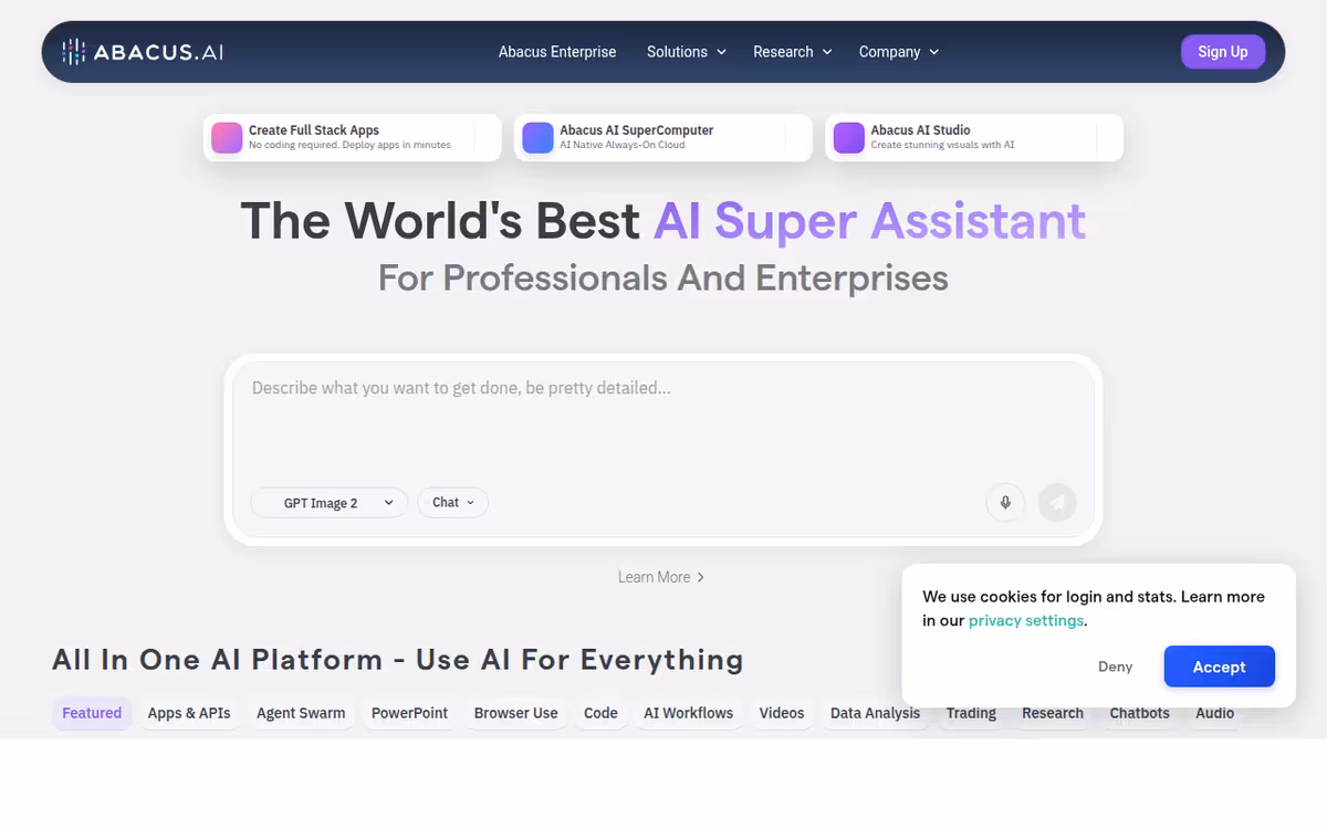 Abacus.AI homepage screenshot