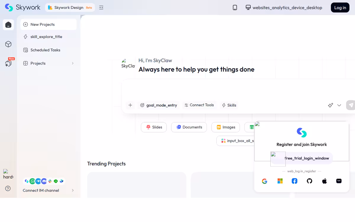 Skywork︱The Originator of AI Workspace Agents homepage screenshot