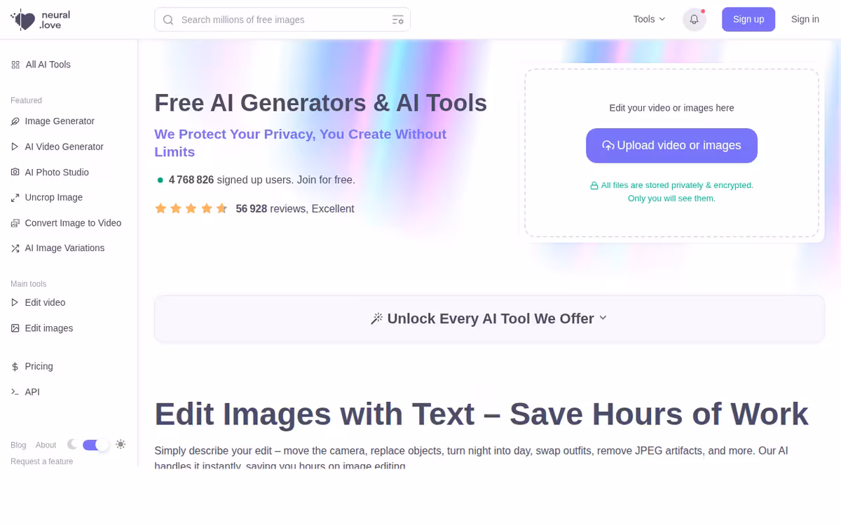 neural.love homepage screenshot