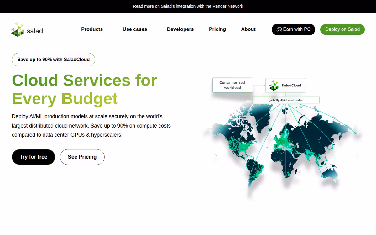Salad Transcription Services homepage screenshot
