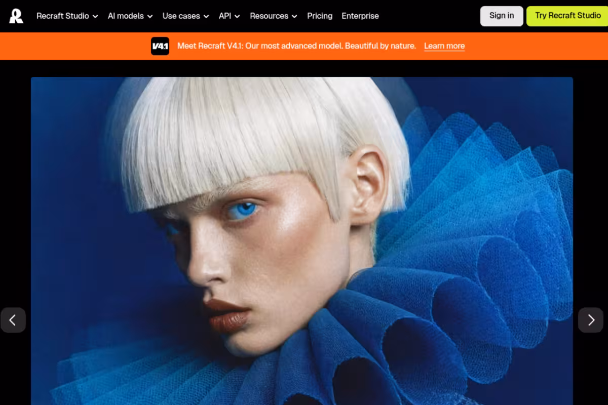 Recraft homepage screenshot