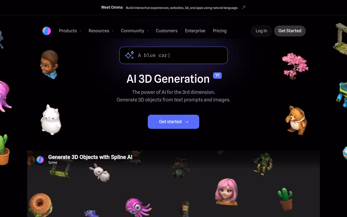 Spline AI (Alpha) homepage screenshot
