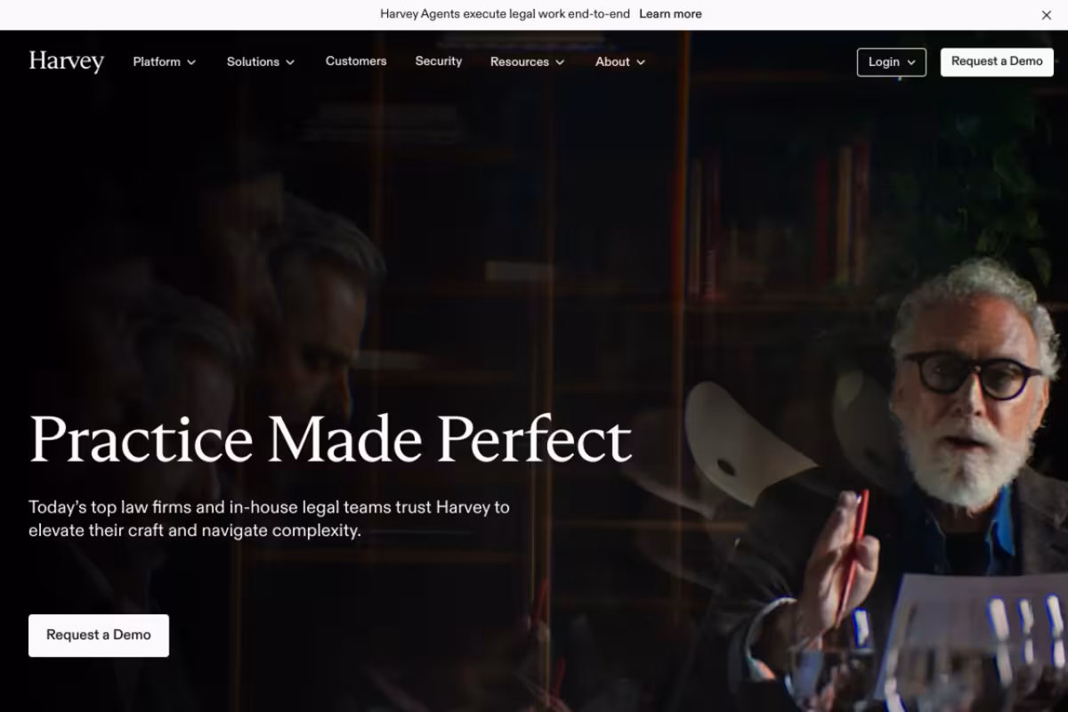 Harvey homepage screenshot