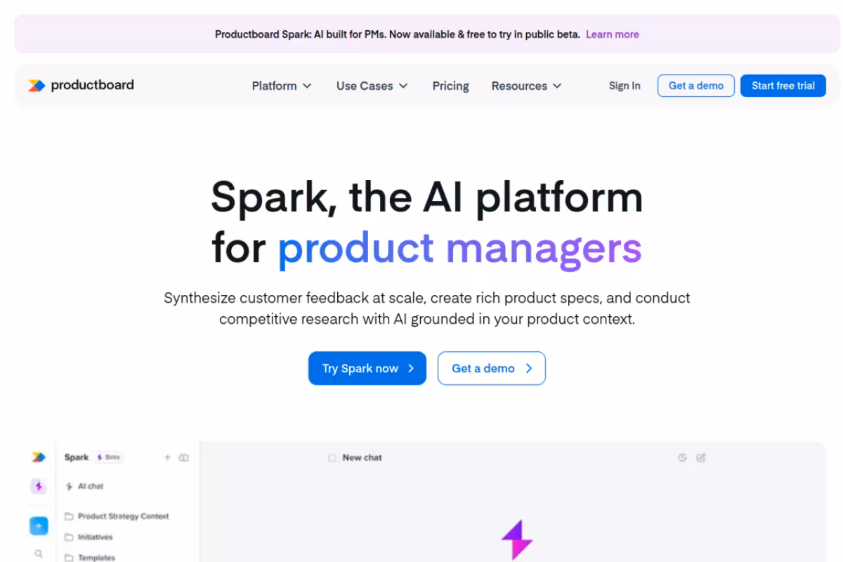 Productboard homepage screenshot
