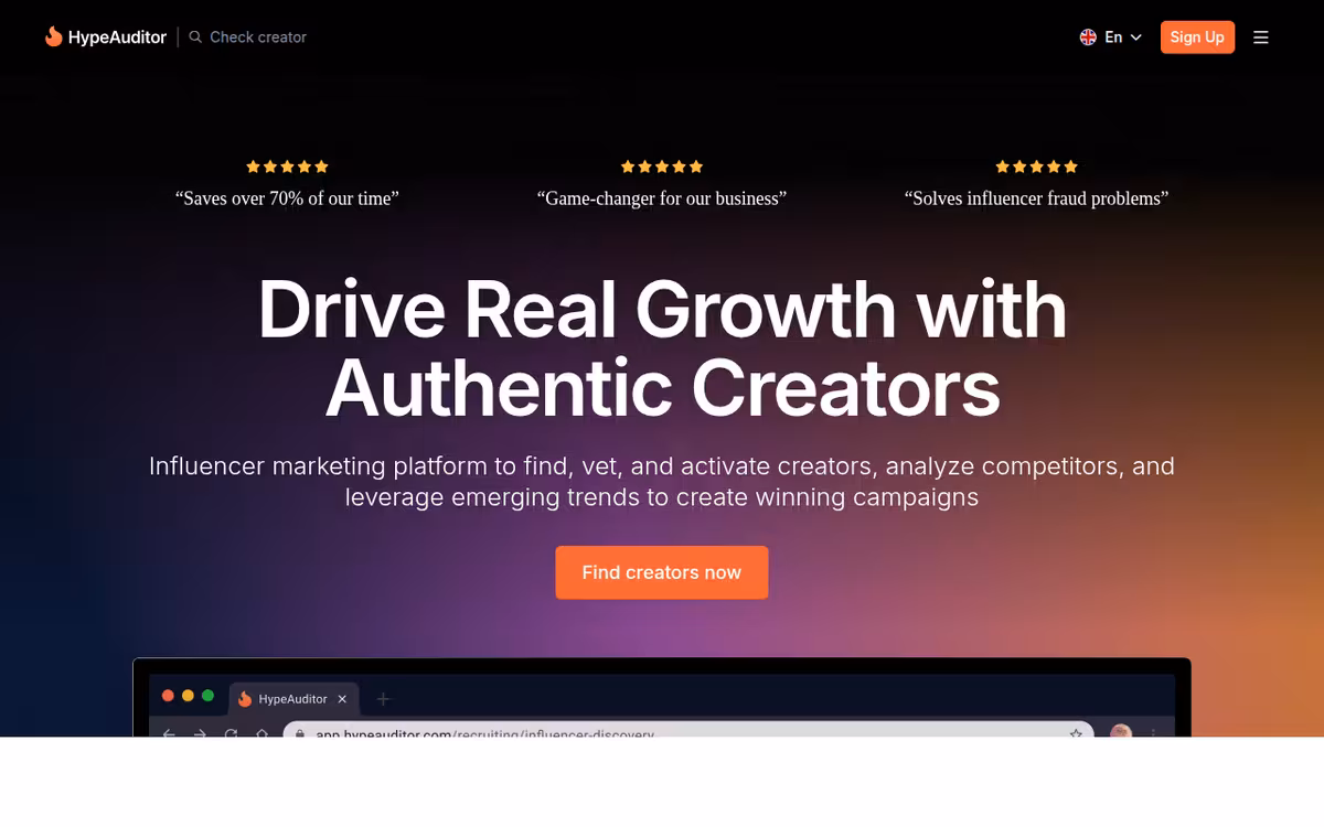 HypeAuditor homepage screenshot