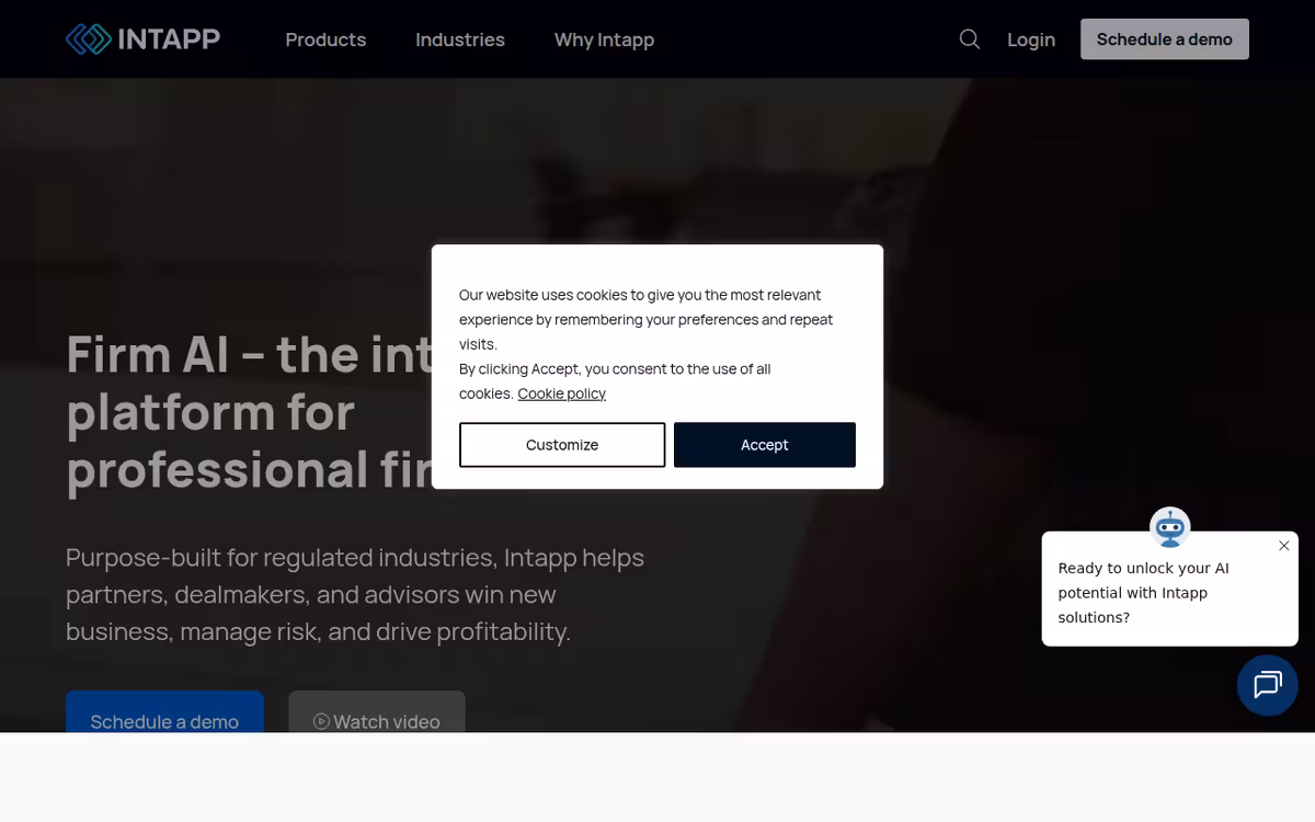Intapp homepage screenshot