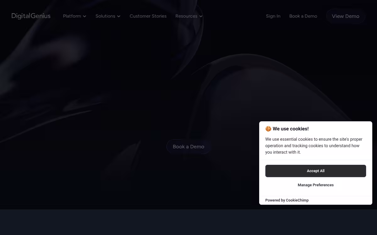DigitalGenius homepage screenshot