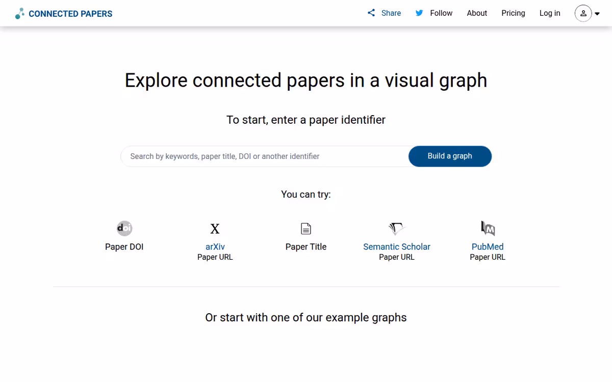 Connected Papers homepage screenshot