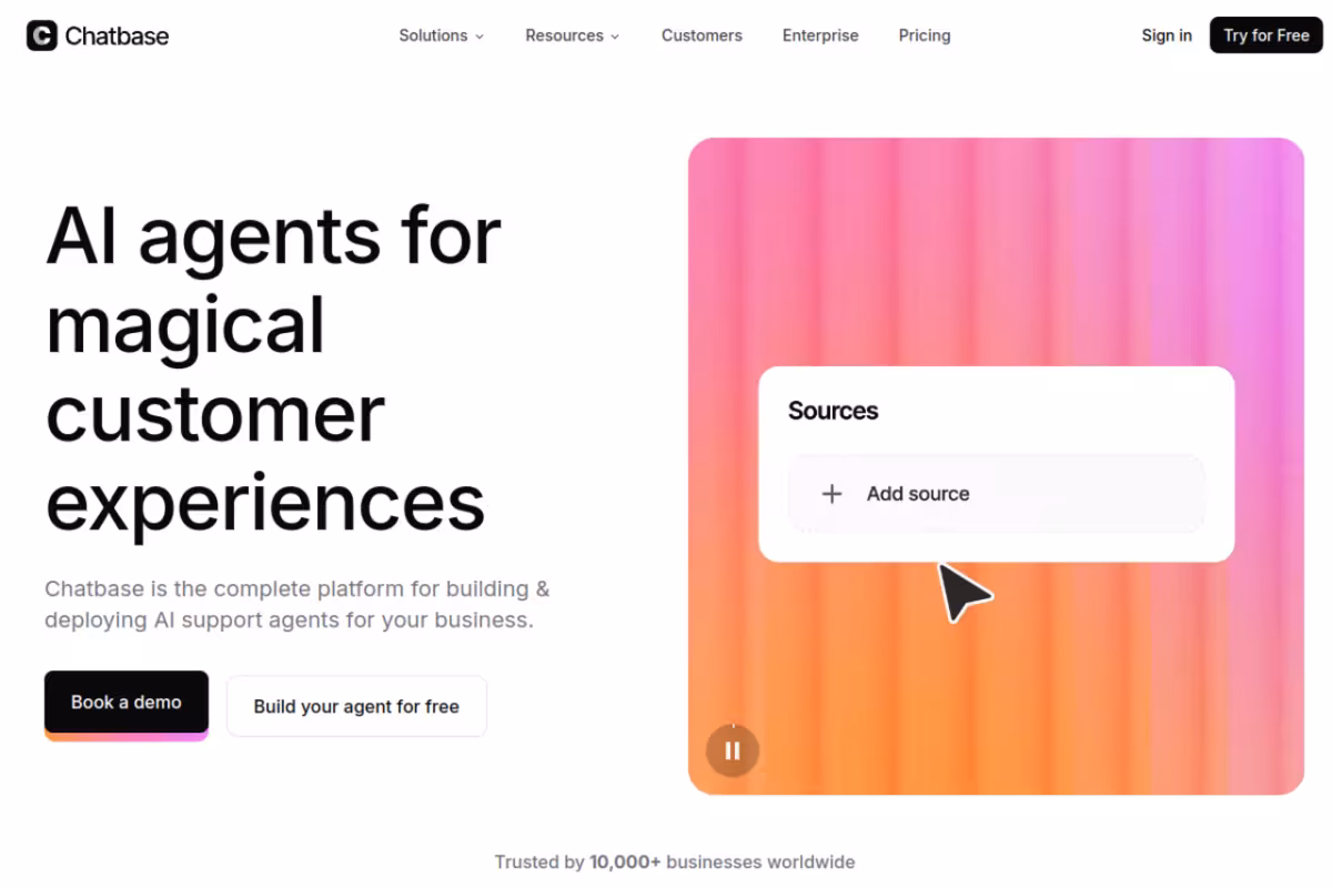 Chatbase homepage screenshot