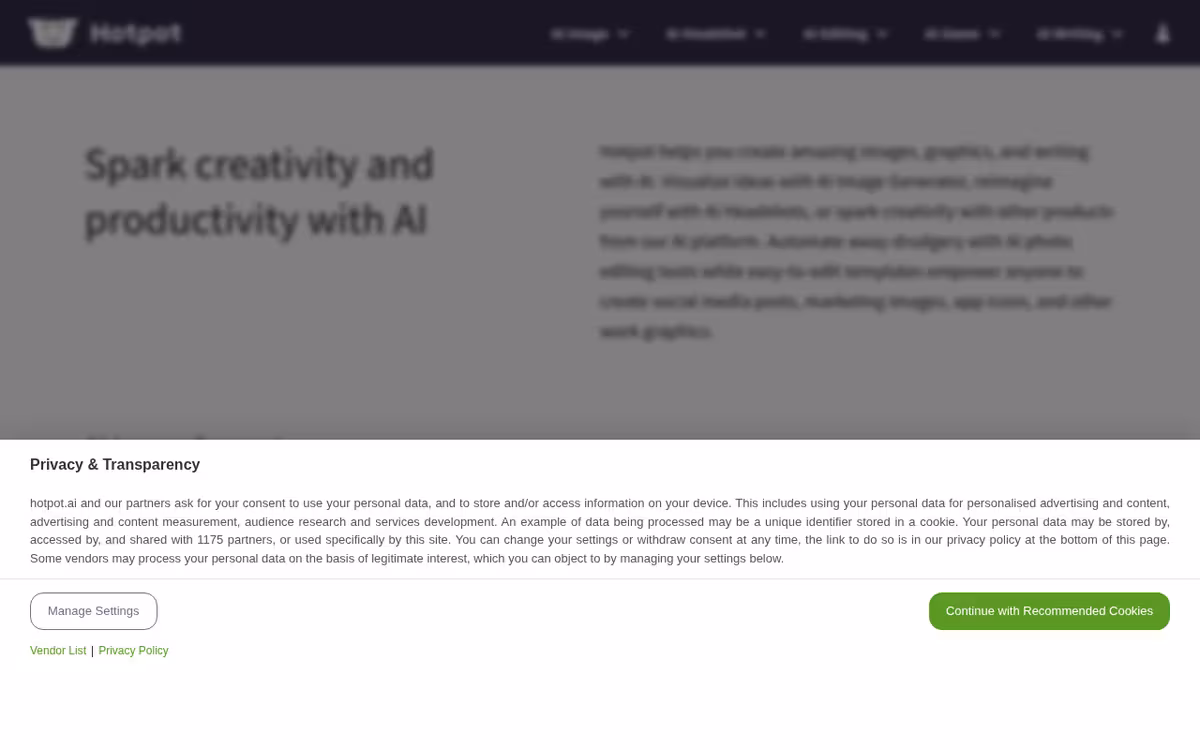 Hotpot.ai homepage screenshot