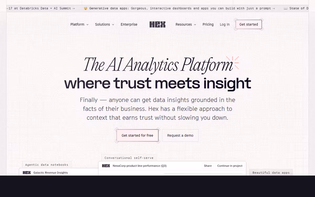 Hex homepage screenshot