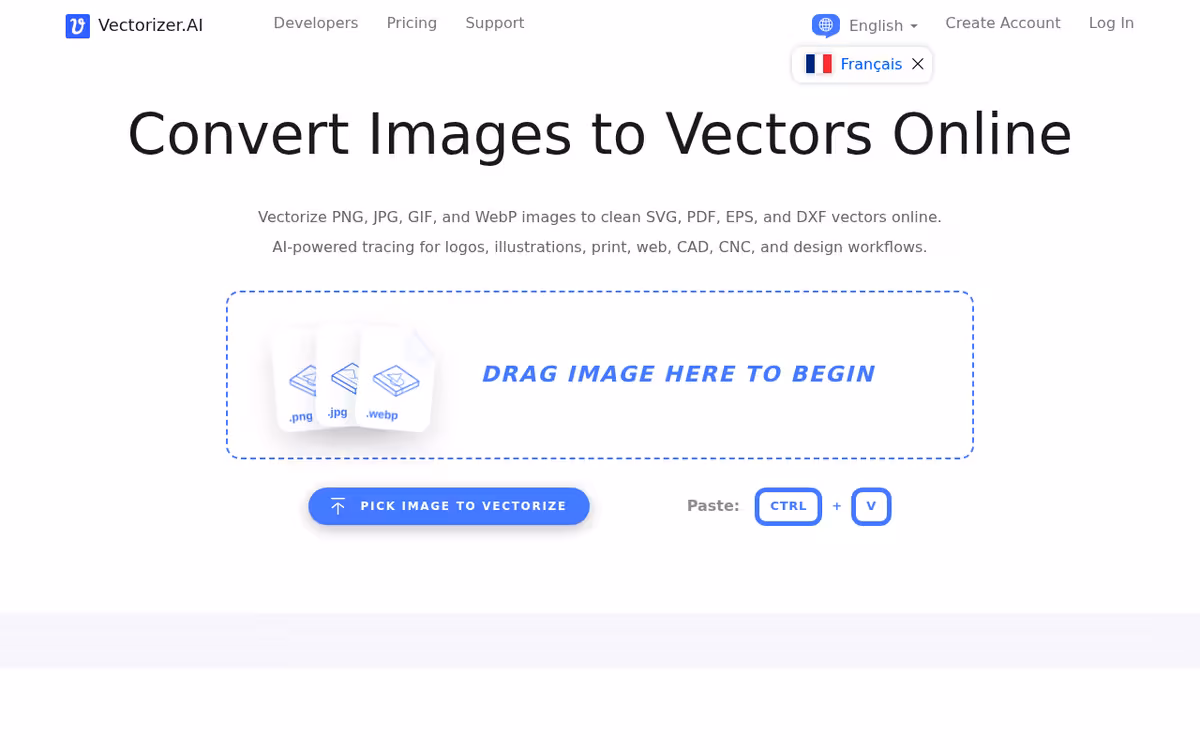 Vectorizer.AI homepage screenshot