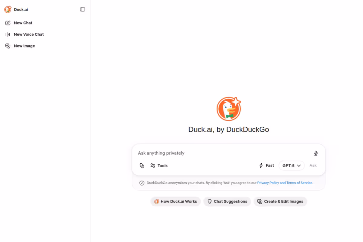 DuckDuckGo homepage screenshot