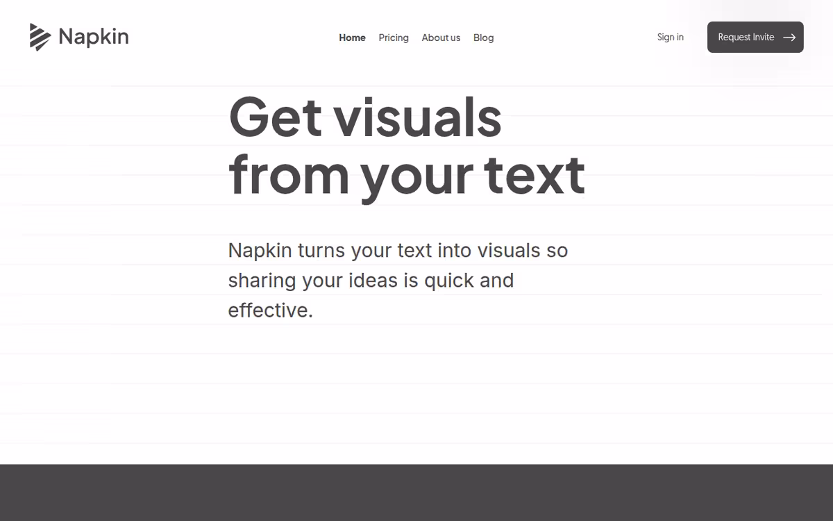 Napkin homepage screenshot