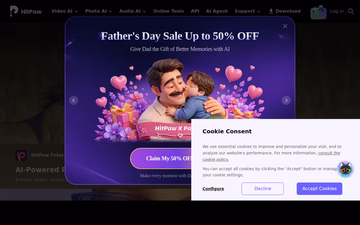 HitPaw Online Video Enhancer homepage screenshot